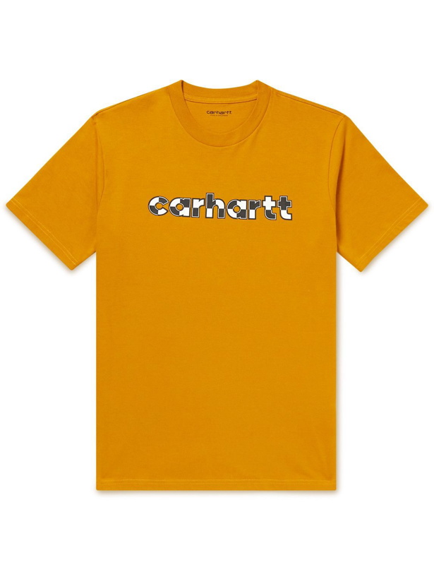Photo: Carhartt WIP - Range Script Logo-Print Organic Cotton-Jersey T-Shirt - Yellow