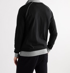 HUGO BOSS - Piped Logo-Embroidered Stretch-Cotton Jersey Track Jacket - Black