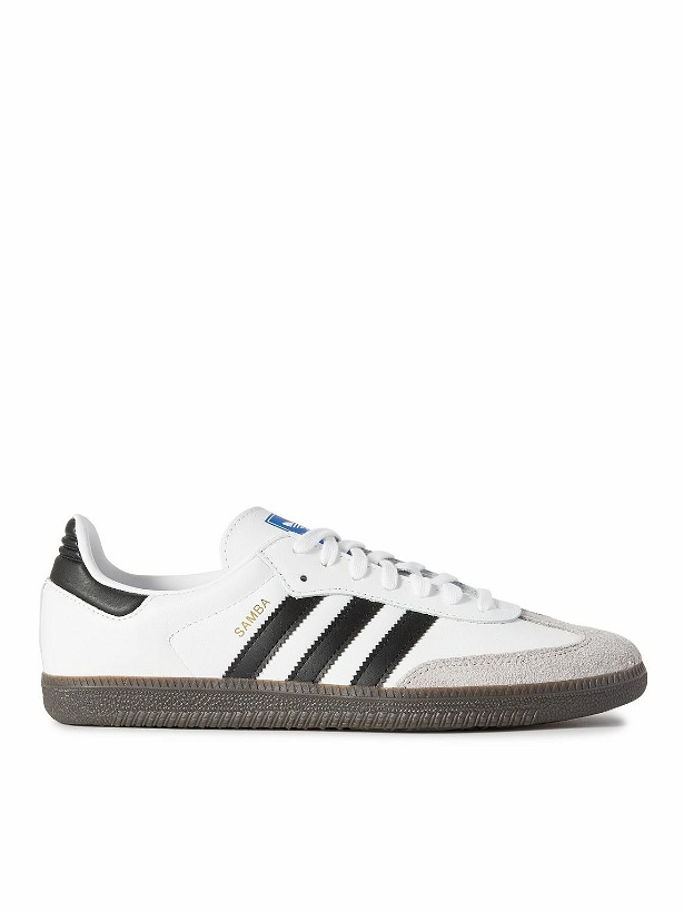 Photo: adidas Originals - Samba Suede-Trimmed Leather Sneakers - White