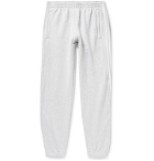 adidas Originals - Tapered Logo-Embroidered Striped Fleece-Back Cotton-Jersey Sweatpants - Gray