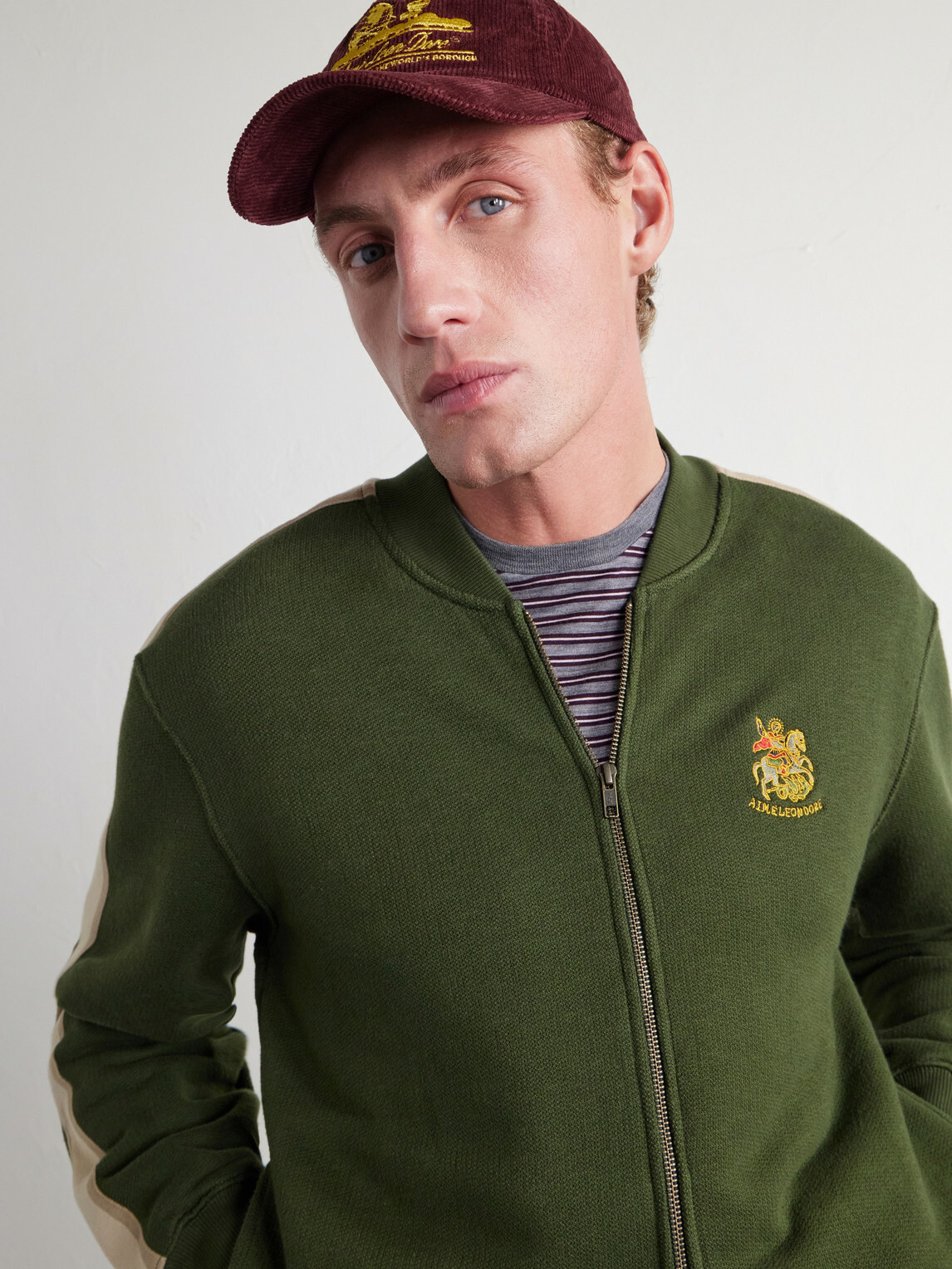 Aimé Leon Dore - Unisphere Embroidered Cotton-Blend Corduroy Baseball Cap - Burgundy
