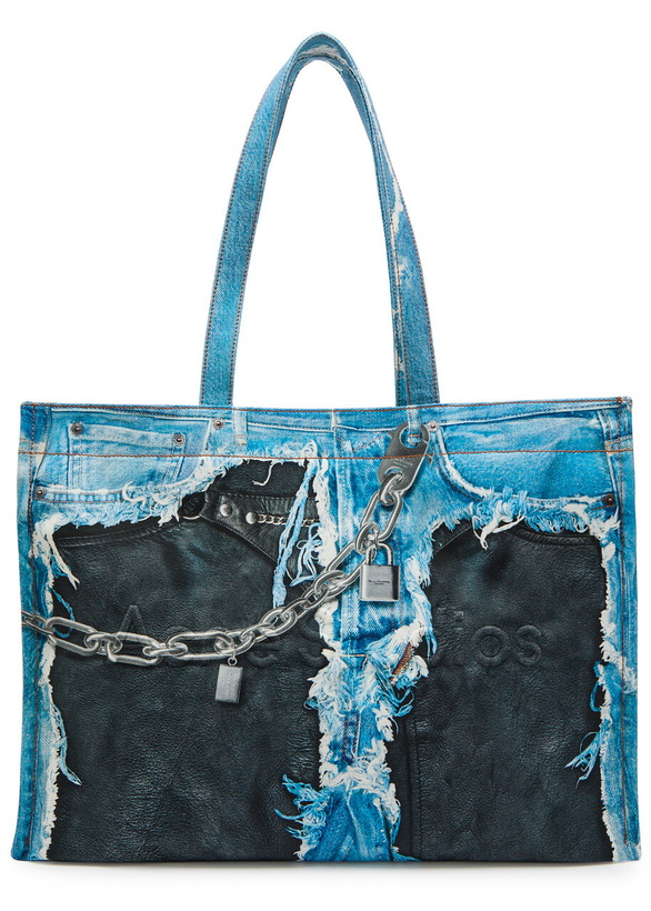 Photo: Acne Studios Printed Denim Tote bag - Blue - One Size