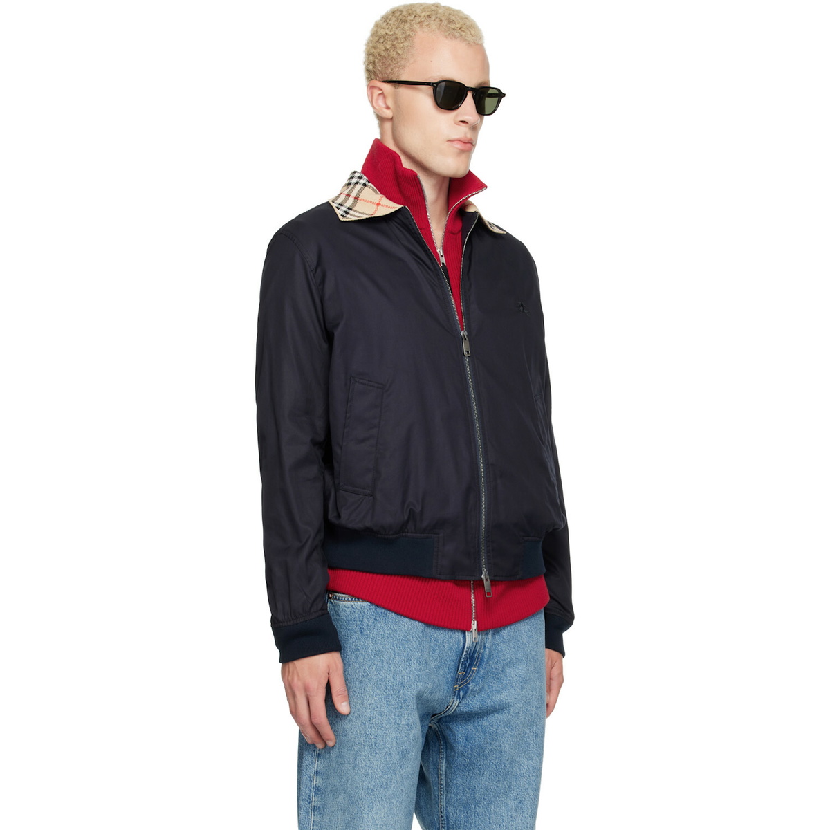 Burberry Navy Gabardine Glenfields Harrington Jacket