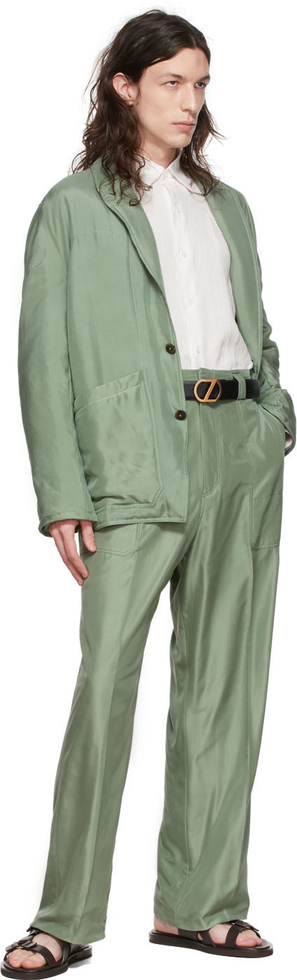 Ermenegildo Zegna Couture Green Silk Blazer