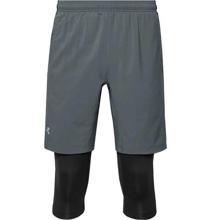 Photo: Under Armour - Launch Slim-Fit SW 2-in-1 Running Shorts - Gray