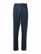 Kingsman - Straight-Leg Pleated Linen-Twill Trousers - Blue