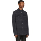 Balmain Black Denim Embossed Check Shirt