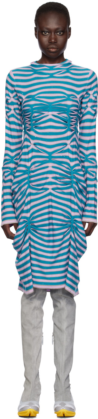 Kiko Kostadinov Blue & Pink Zabriskie Knit Midi Dress Kiko Kostadinov