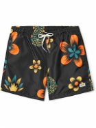 Bather - Straight-Leg Mid-Length Floral-Print Swim Shorts - Black