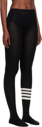 Thom Browne Black Opaque Rib 4-Bar Tights