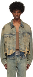 GUESS USA Blue Distressed Denim Jacket