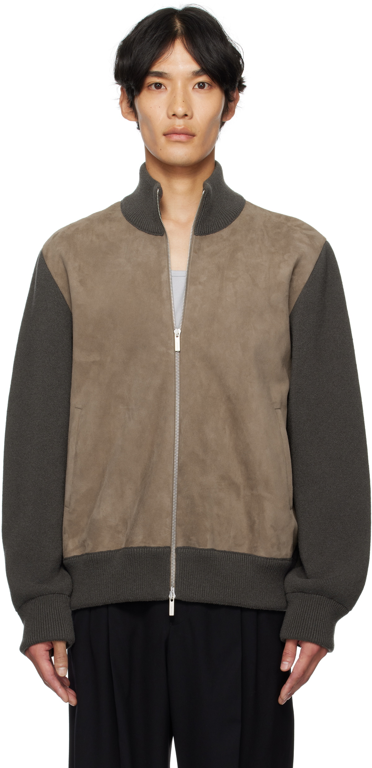 Ferragamo Brown Leather Insert Jacket Salvatore Ferragamo