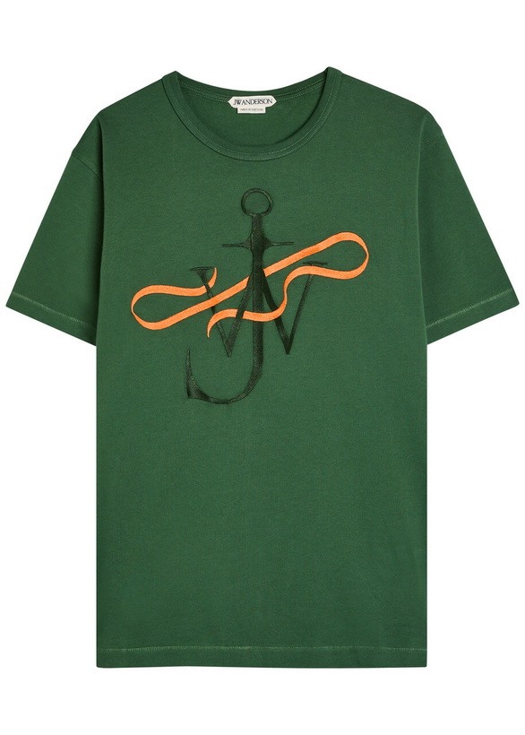 Photo: JW Anderson Ribbon Anchor Embroidered Cotton T-shirt Green