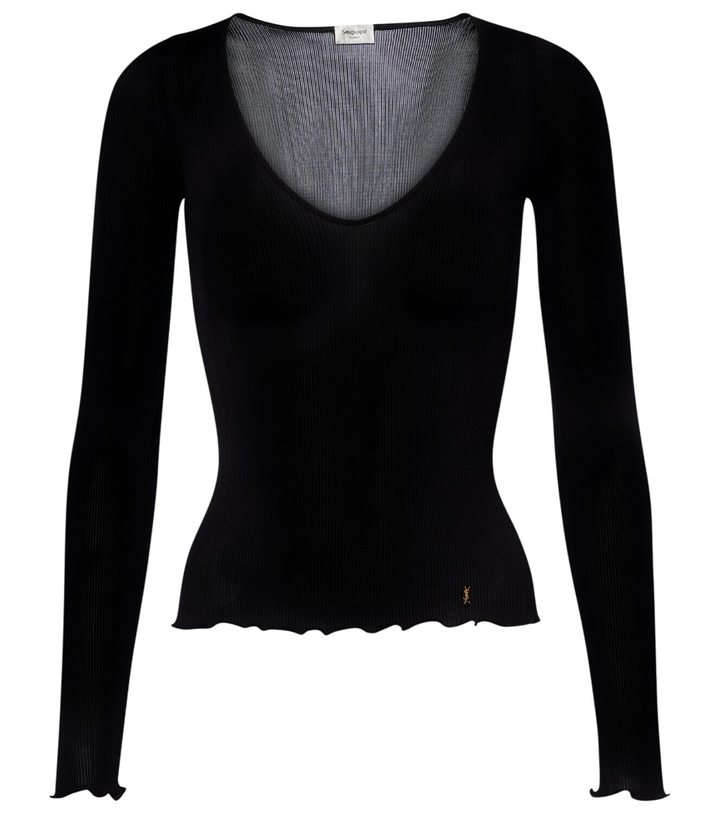 Photo: Saint Laurent Ribbed-knit silk top