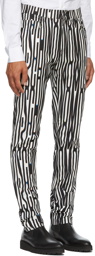 Moschino White & Black Allover Warped Glitch Lounge Pants