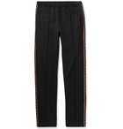 Fendi - Slim-Fit Webbing-Trimmed Cotton-Blend Sweatpants - Men - Black