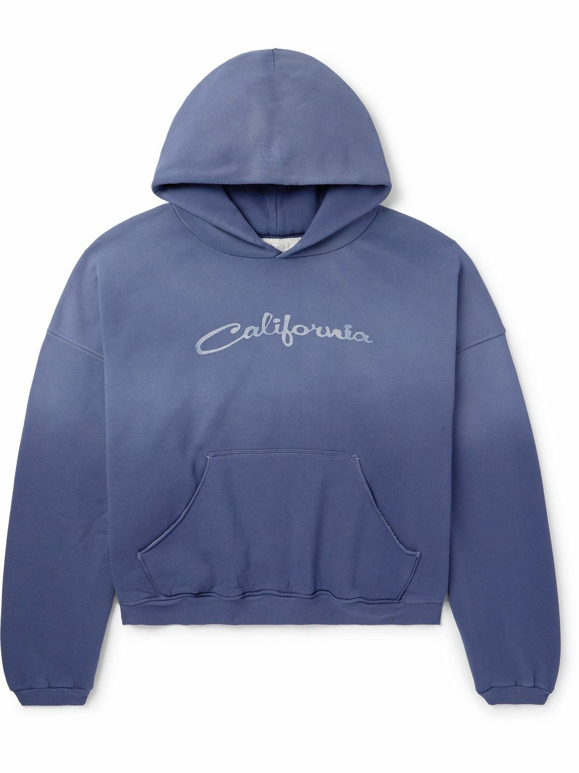 ERL - Oversized Printed Cotton-Jersey Hoodie - Blue ERL