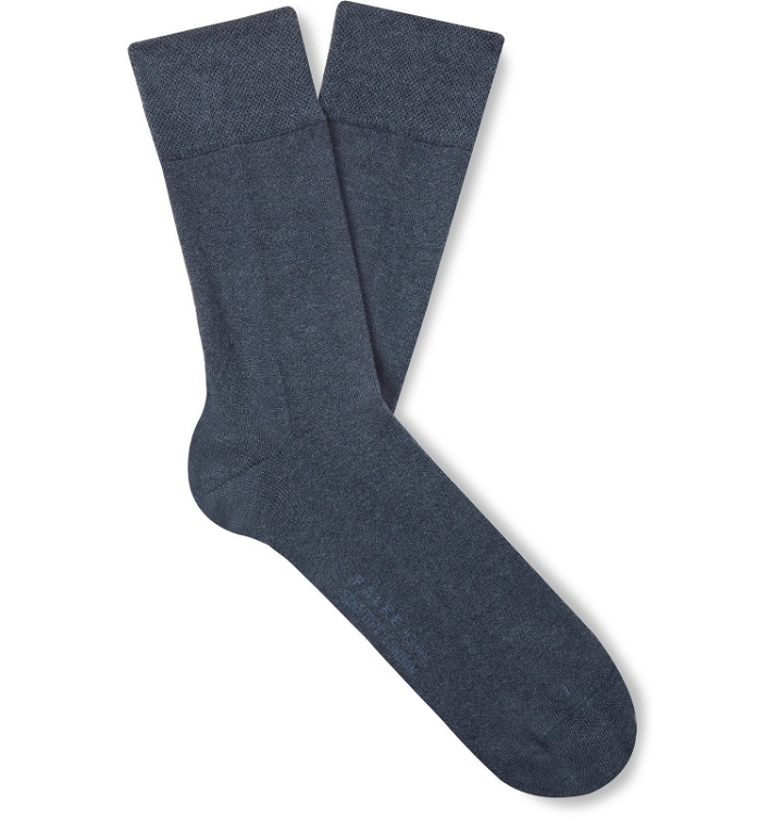 Photo: FALKE - Sensitive London Combed Stretch Cotton-Blend Socks - Blue