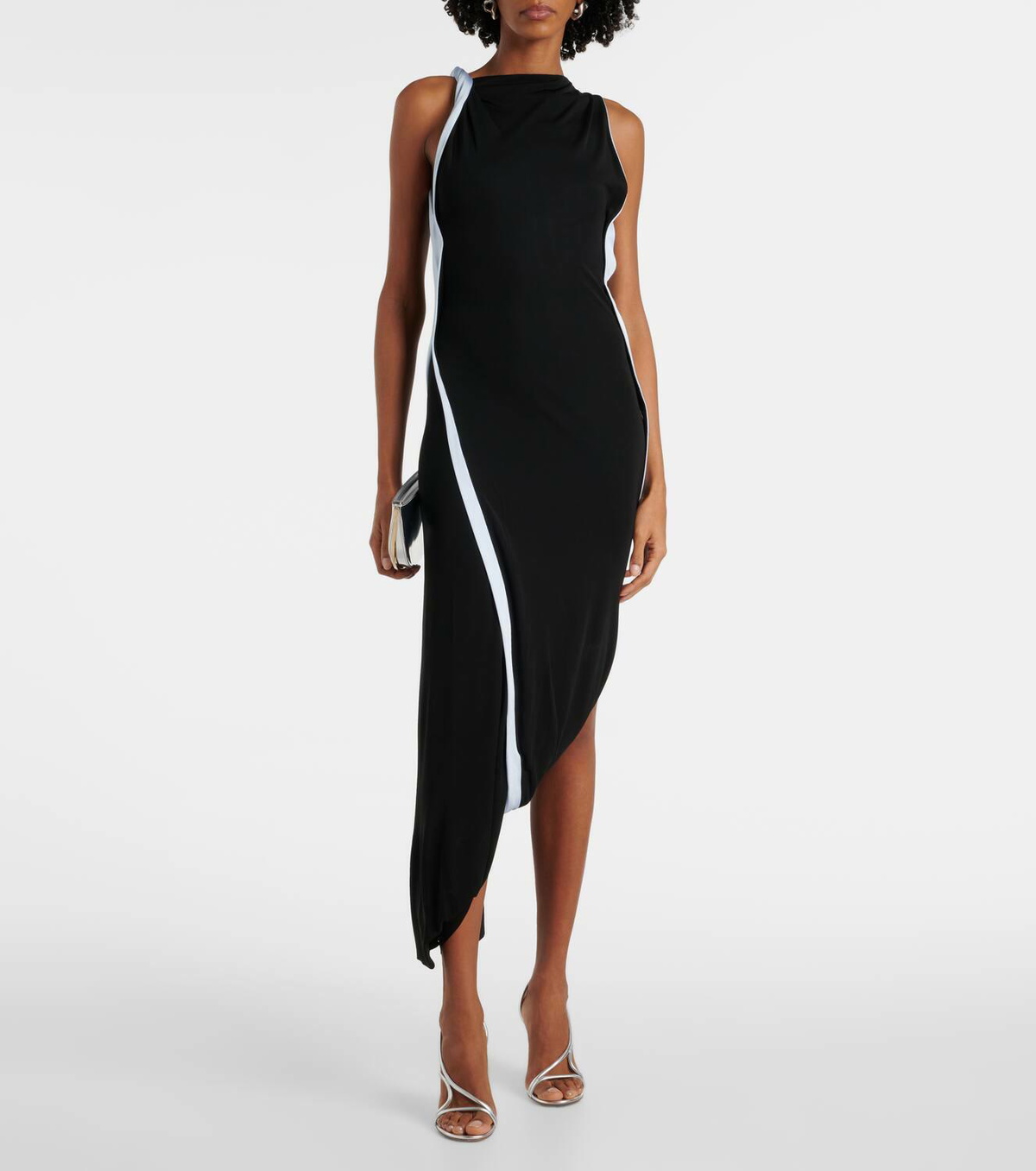 Victoria Beckham Asymmetric draped jersey midi dress Victoria Beckham