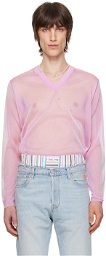 ERL Pink V-Neck Long Sleeve T-Shirt