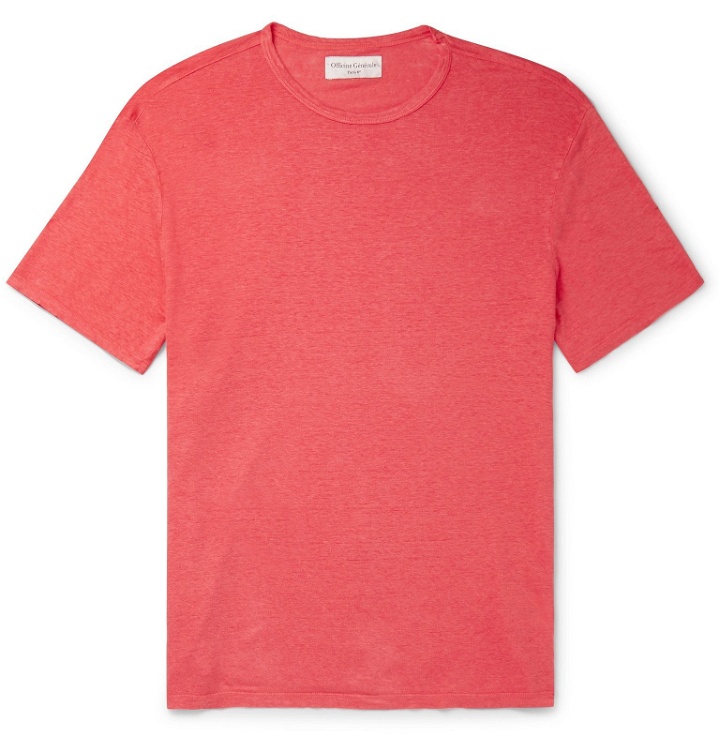 Photo: Officine Generale - Pigment-Dyed Linen T-Shirt - Red