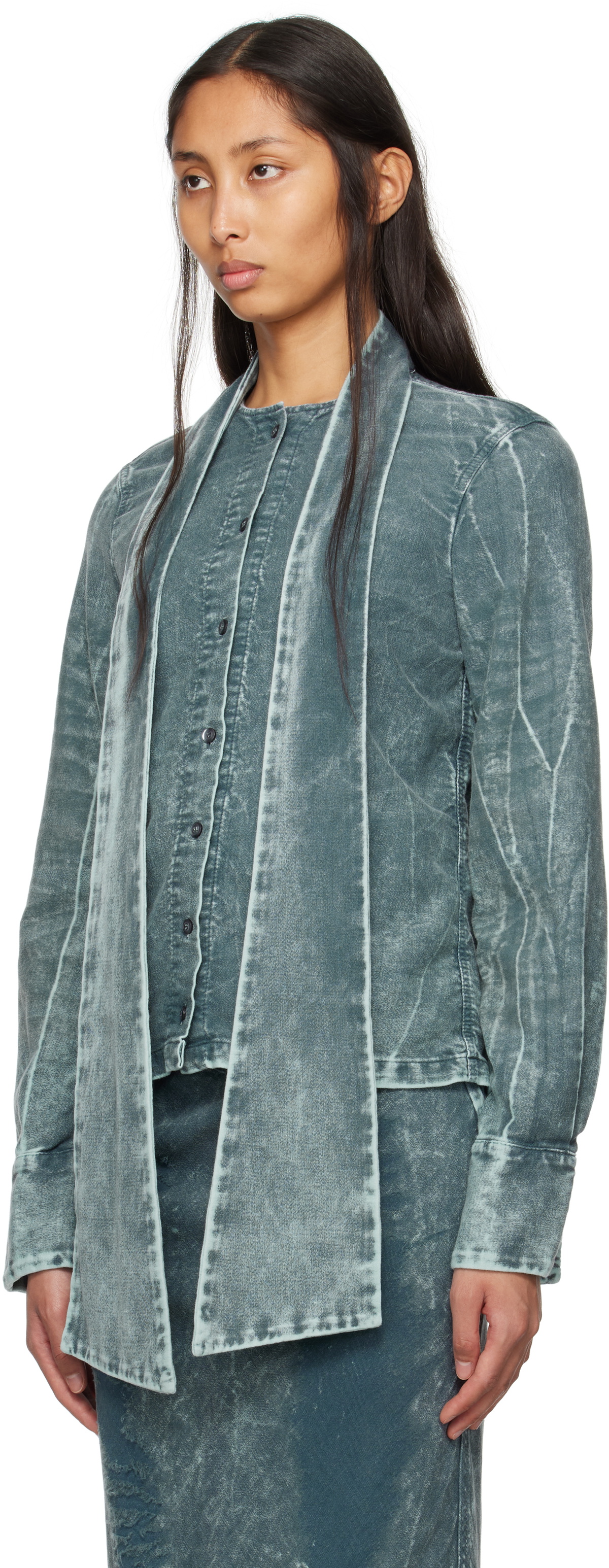 Masha Popova Blue Bow Collar Shirt