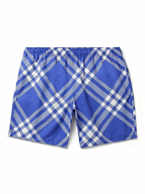 Photo: Burberry - Straight-Leg Long-Length Checked Swim Shorts - Blue