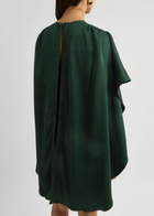 Zimmermann Eden Cascading Cape-effect Satin Mini Dress Green Dark