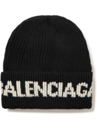 Balenciaga - Logo-Jacquard Ribbed Wool-Blend Beanie