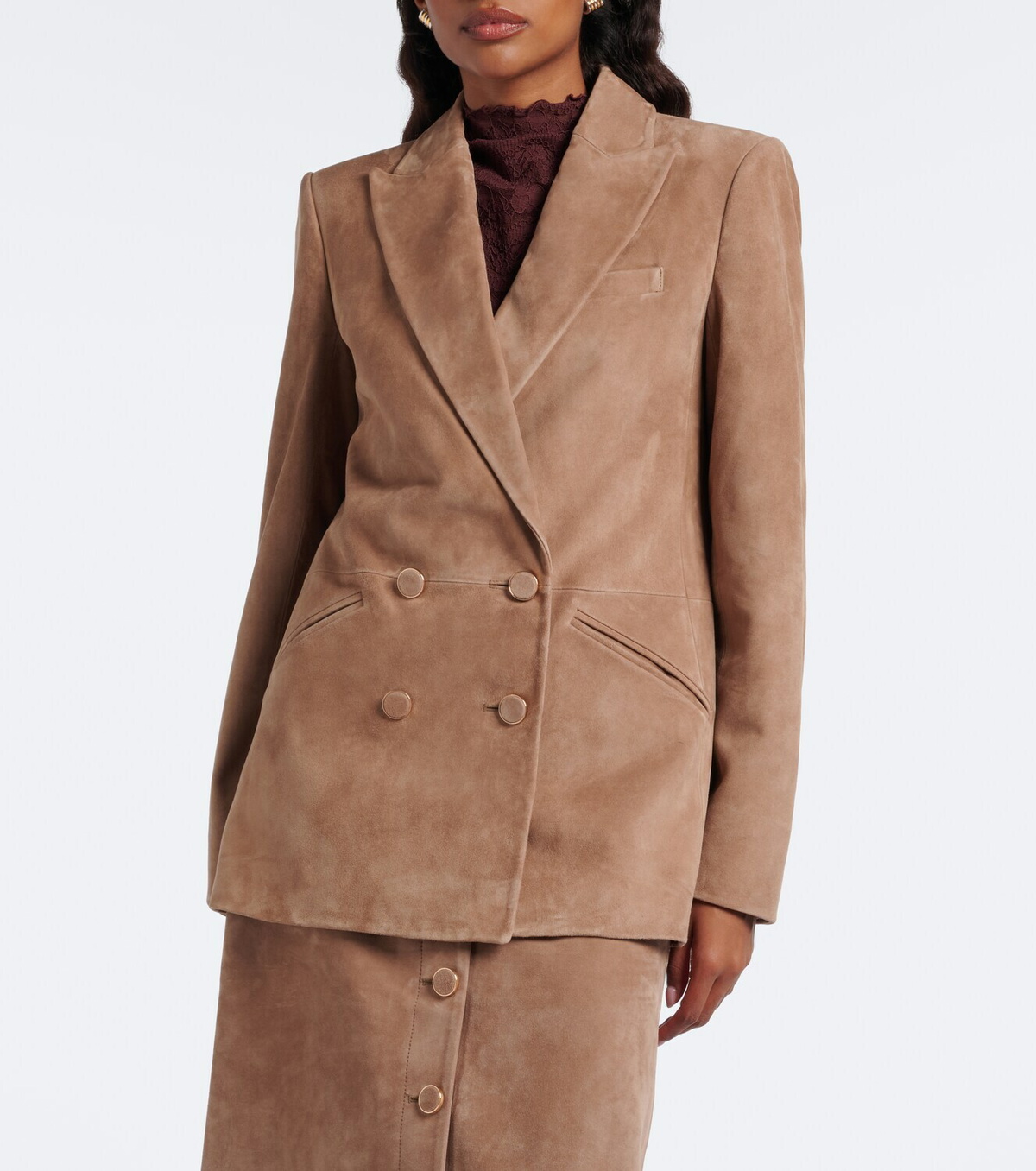 Veronica Beard Oria double-breasted suede jacket