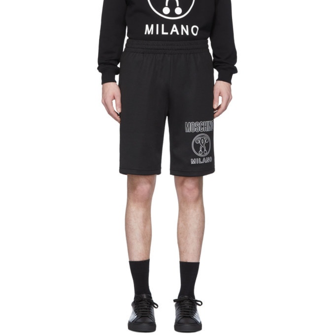 Photo: Moschino Black Double Question Mark Sweat Shorts