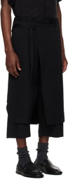 YOHJI YAMAMOTO Black Wool Gabardine Standard Wrap Trousers