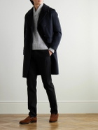 Kingsman - Shawl-Collar Ribbed Wool Sweater - Gray