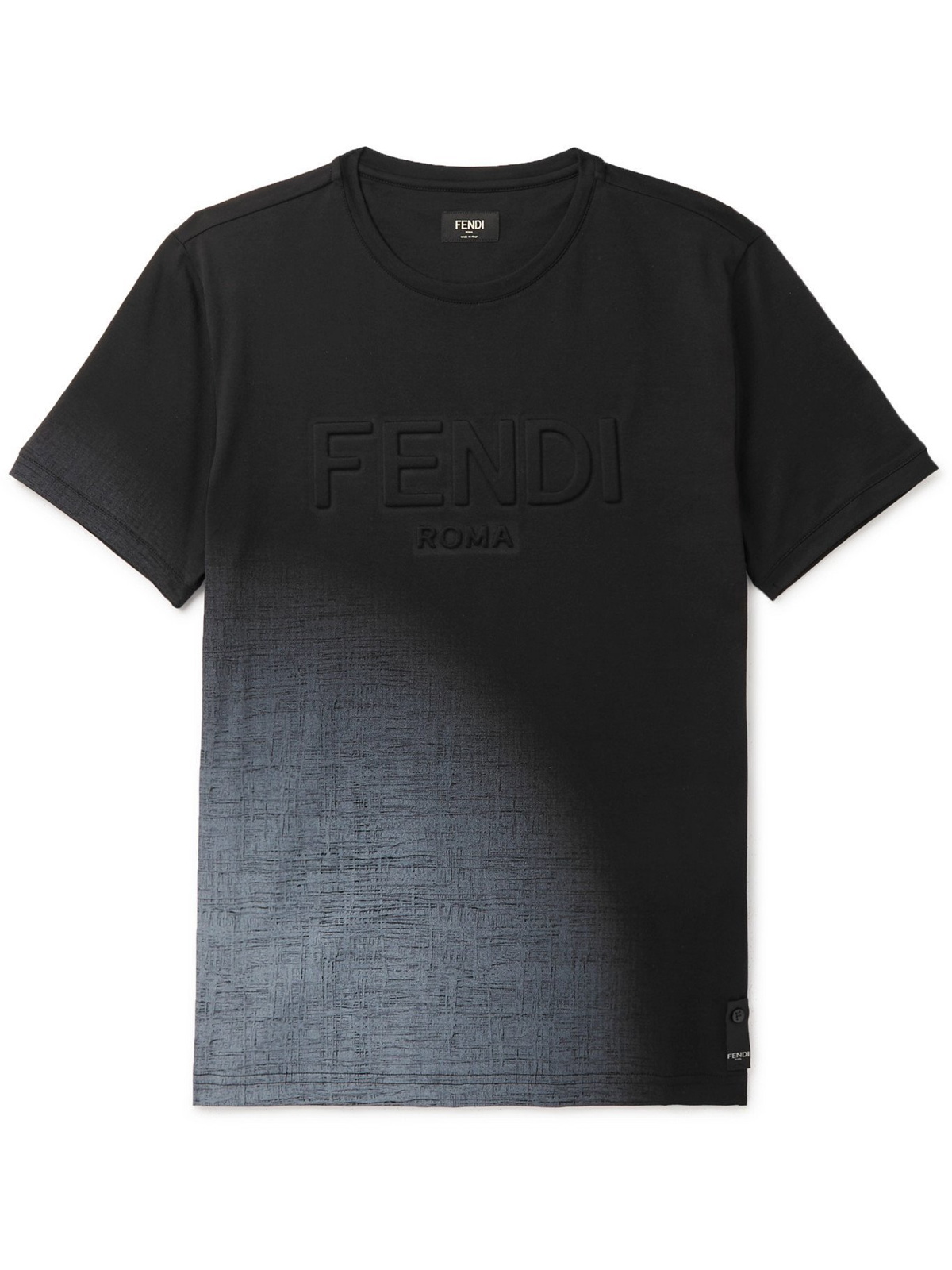 FENDI - Logo-Embossed Ombré Cotton-Jersey T-Shirt Black Fendi