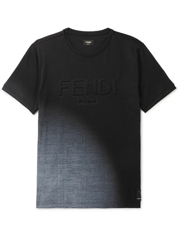 Photo: FENDI - Logo-Embossed Ombré Cotton-Jersey T-Shirt - Black