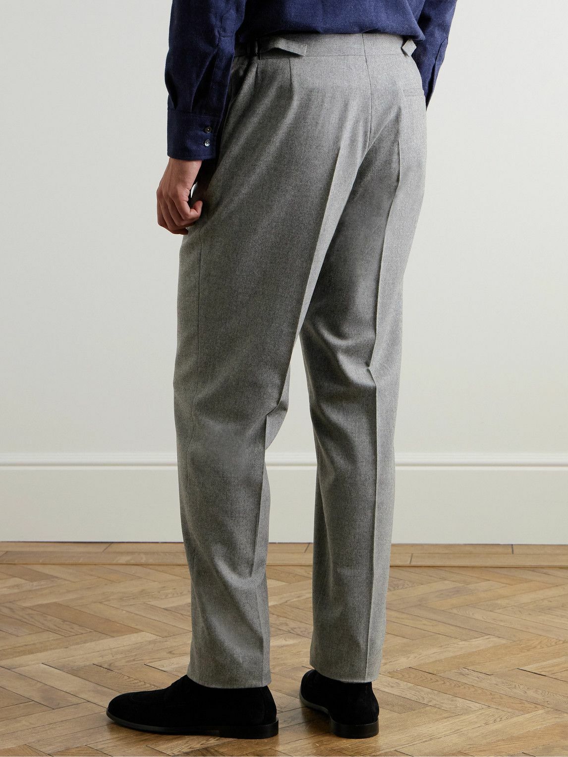 Richard James - Chapman Slim-Fit Wool-Blend Flannel Trousers - Gray