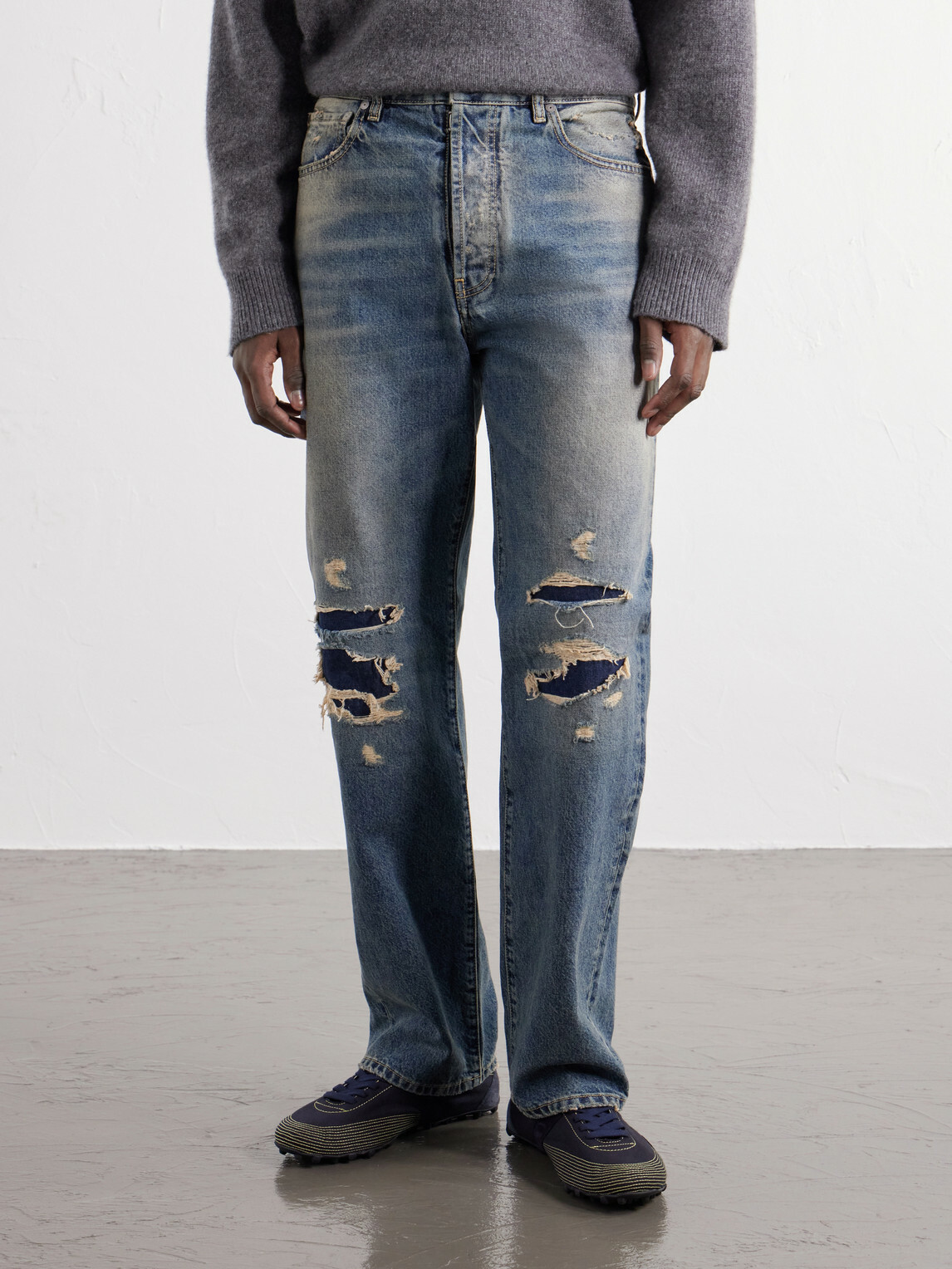 Maison Margiela - Straight-Leg Distressed Jeans - Blue