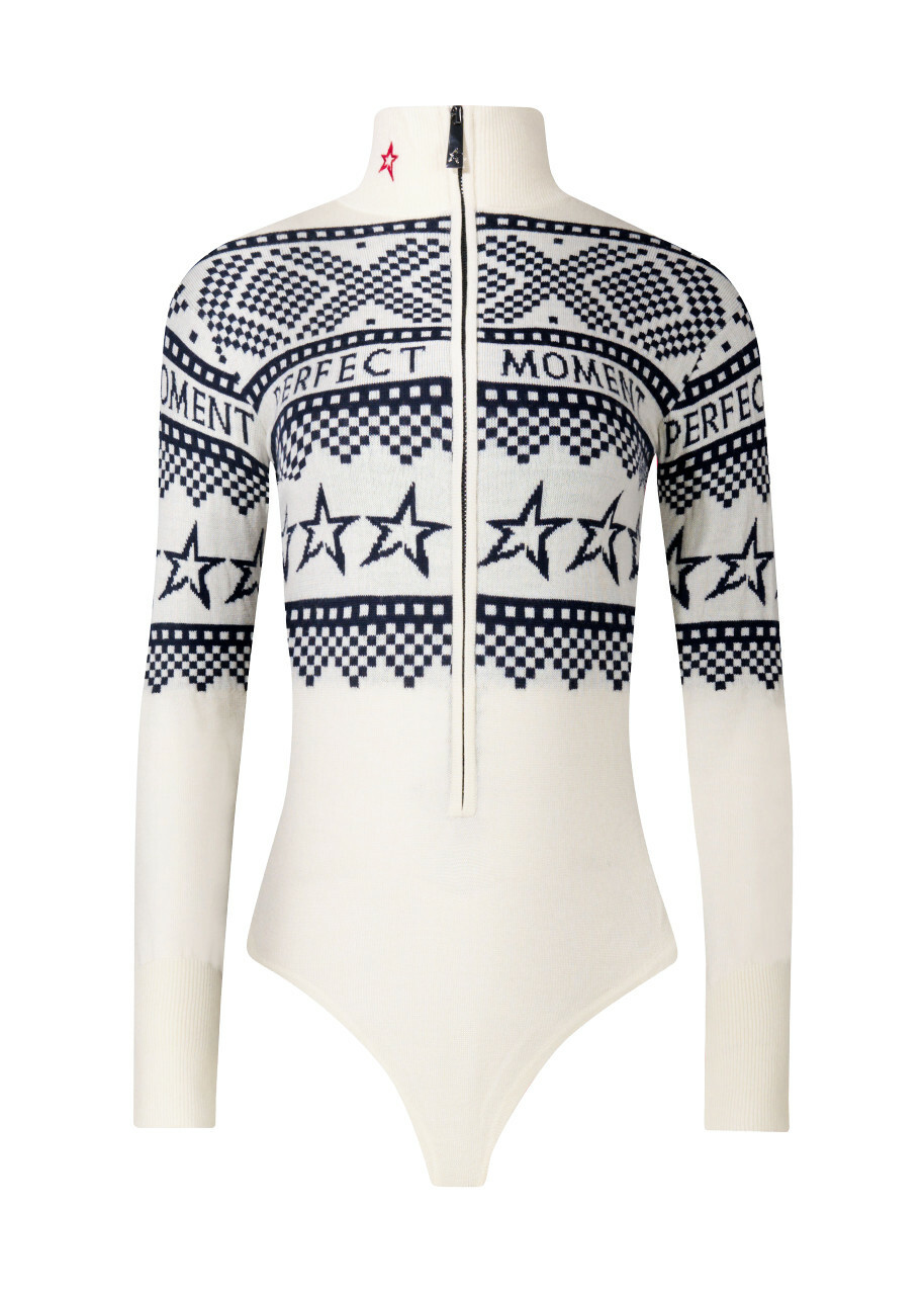Perfect Moment Intarsia-knit Merino Wool Bodysuit White