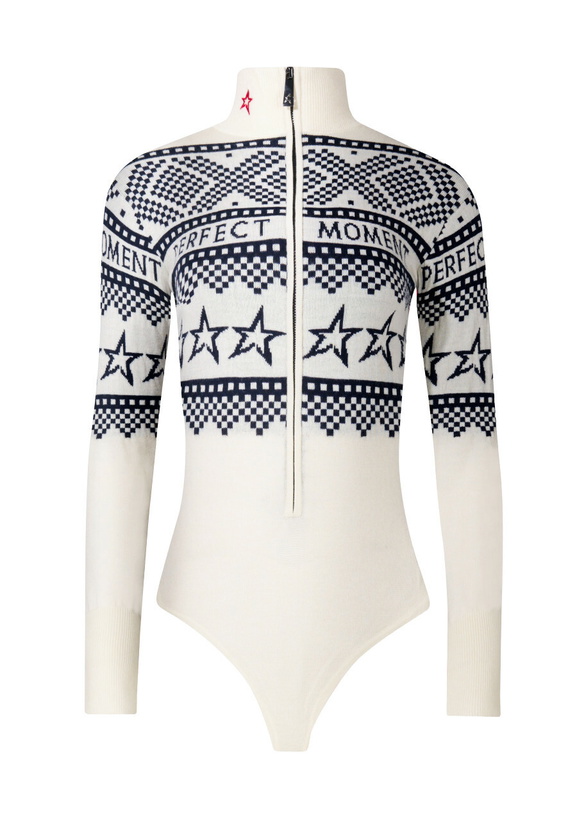 Photo: Perfect Moment Intarsia-knit Merino Wool Bodysuit White