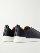 Zegna - Full-Grain Leather and Suede Slip-On Sneakers - Blue