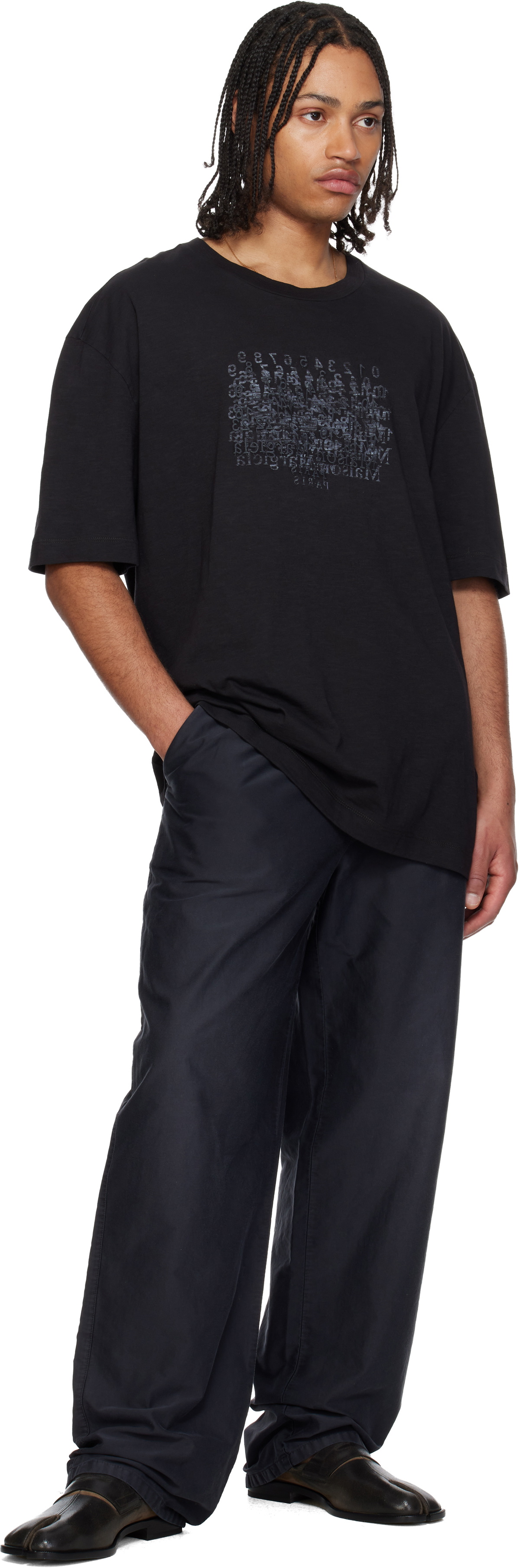 Maison Margiela Black Cotton Numerical T-shirt