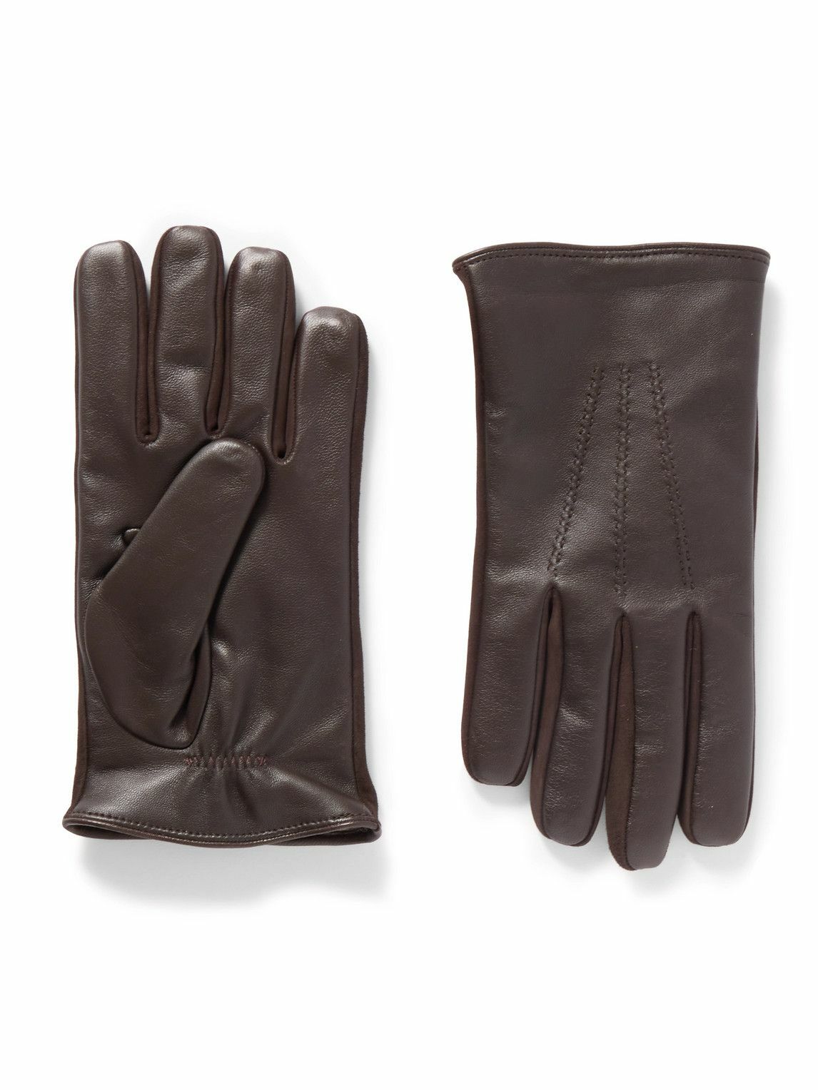 Mr P. - Leather and Suede Gloves - Brown