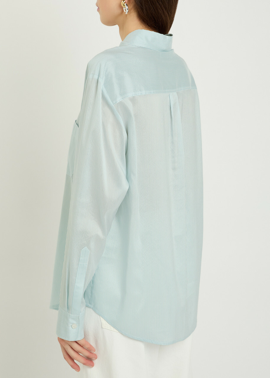Blaze Milano Anabas Pinstripe Silk and Cotton-blend Shirt Light Blue