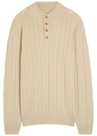 Aurélien Cable-knit Wool and Cashmere-blend Polo Jumper Beige