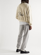 Rhude - Logo-Embroidered Cotton-Jersey Half-Zip Sweatshirt - Neutrals