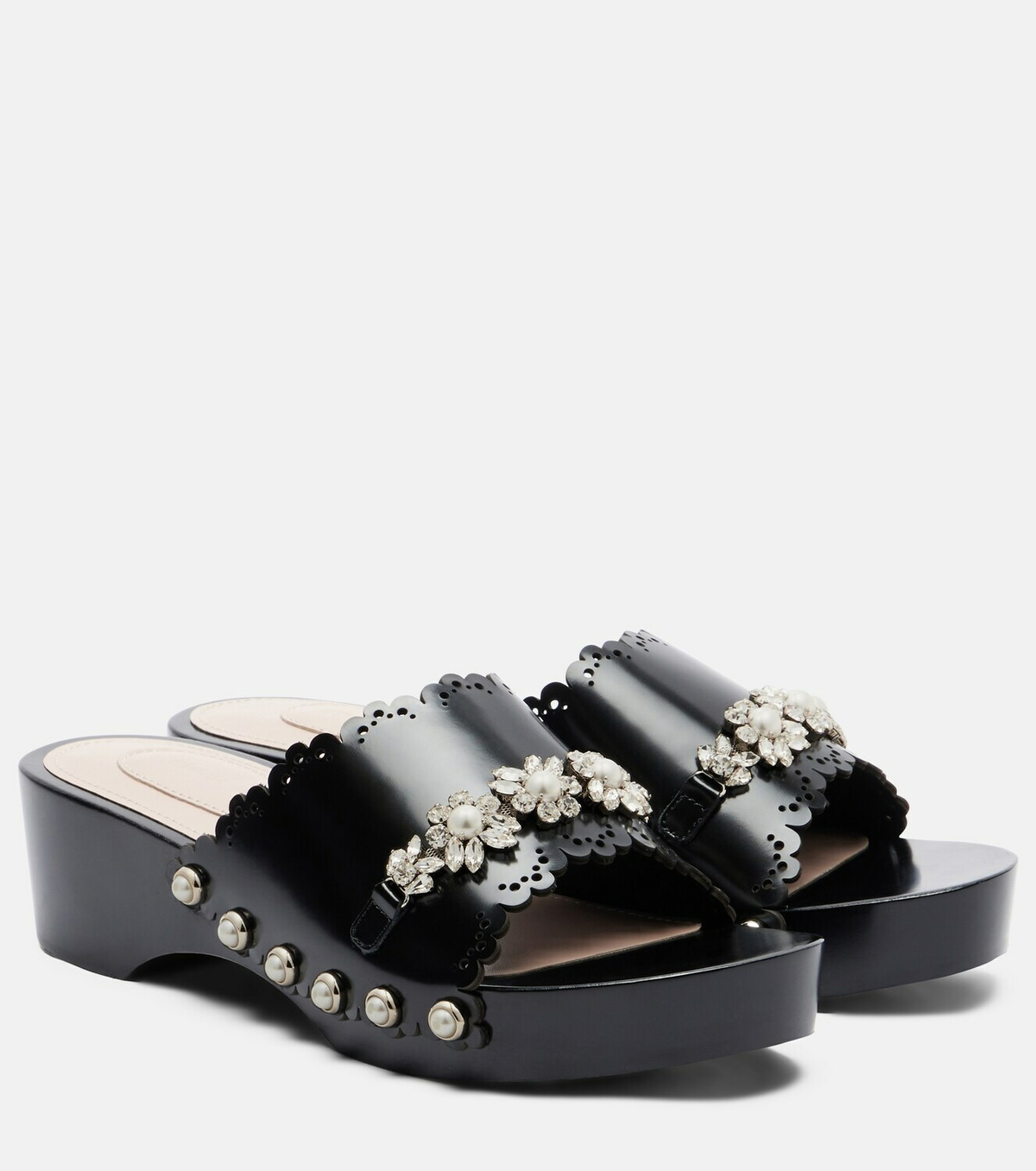 Simone Rocha Embellished leather clogs