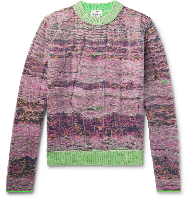 Photo: Acne Studios - Klement Layered Tulle and Open-Knit Sweater - Purple