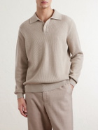Lardini - Knitted Wool and Cashmere-Blend Polo Shirt - Neutrals