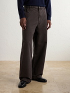AGOLDE - Warwick Wide-Leg Cotton-Twill Trousers - Brown