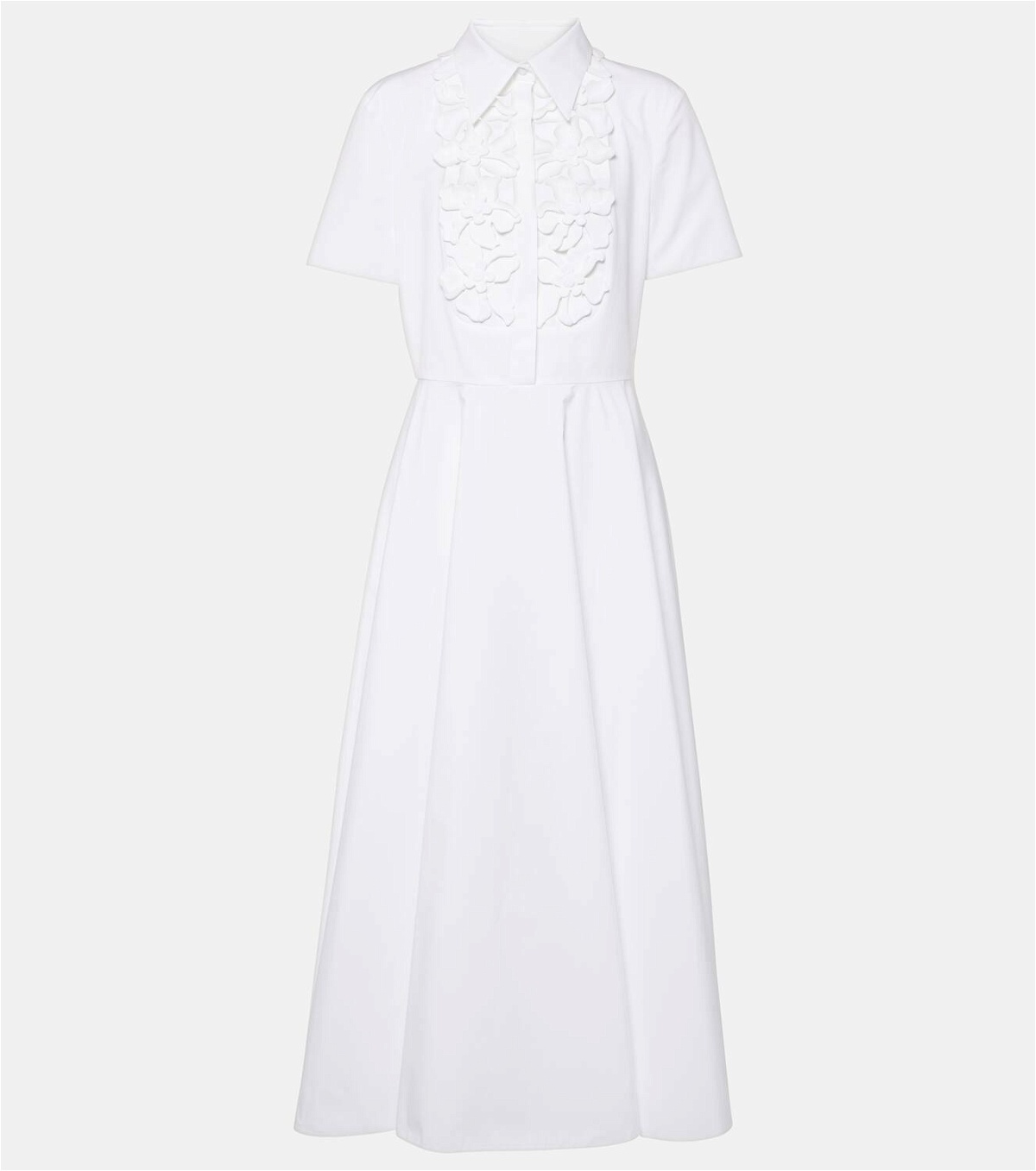 Valentino Embroidered cotton poplin midi dress